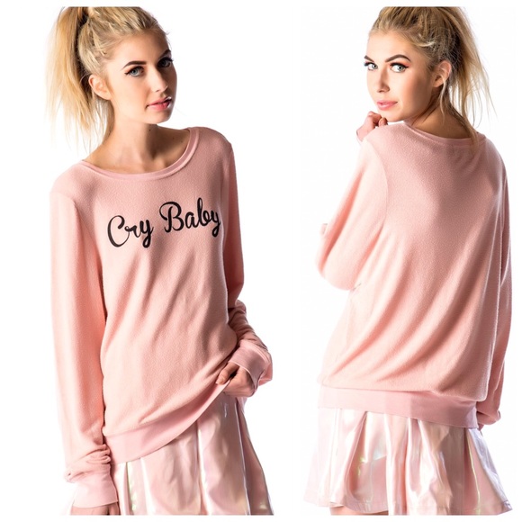 Wildfox Tops - NEW V RARE Wildfox S Cry Baby pink top long sleeve